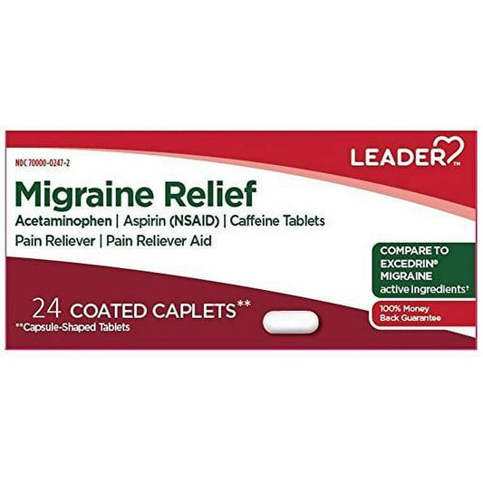 QC Leader Migraine Relief 24 Coated Caplets Each