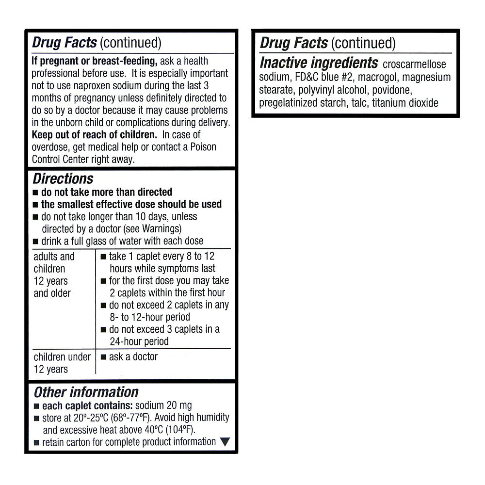 Drug facts label with inactive ingredients and directions on a white background