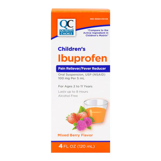 Children's Ibuprofen packaging with Quality Choice logo on a white background